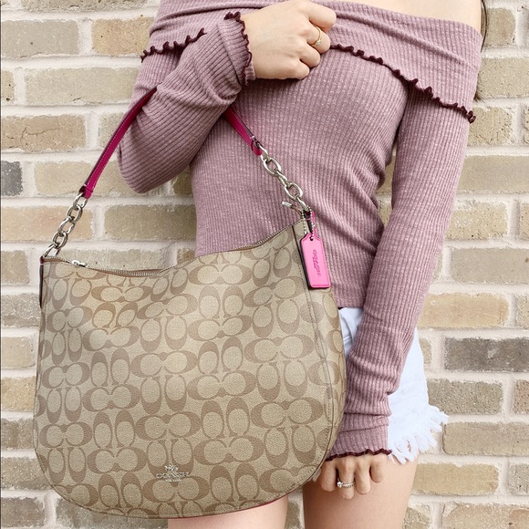 Gaby’sBags👜💕-NWT Coach Crossbody Pink/Khaki - Picture 4 of 8
